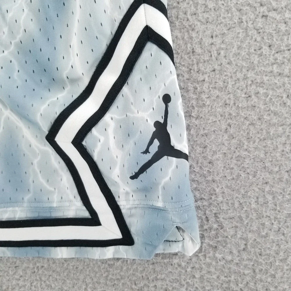 Nike Jordan Shorts Mens Medium Blue Diamond Lightning Basketball Athletic Gym